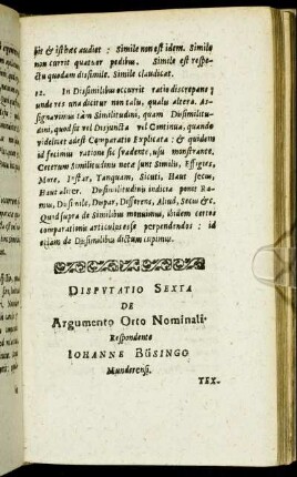 Disputatio Sexta De Argumento Orto Nominali.