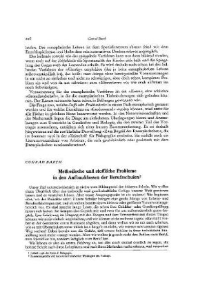 Methodische und stoffliche Probleme in den Aufbauklassen der Berufsschulen