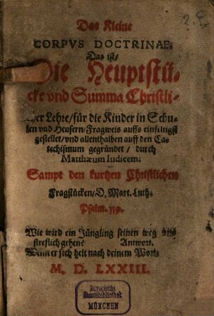 Das Kleine Corpus Doctrinae