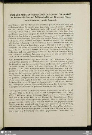 Von Der Ältesten Besiedlung Des Colditzer Landes