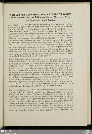 Von Der Ältesten Besiedlung Des Colditzer Landes