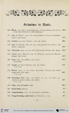 Arbeiten in Stein (Nr. 230-243)