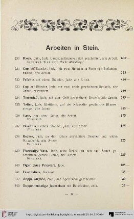 Arbeiten in Stein (Nr. 230-243)