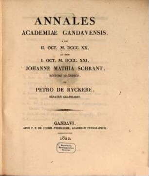 Annales Academiae Gandavensis. 1820/21