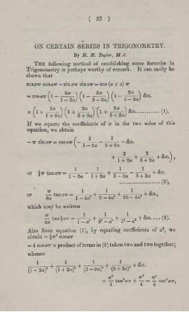 On certain series in trigonometry.