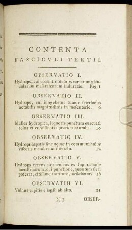 Contenta Fasciculi Tertii.