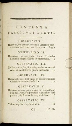 Contenta Fasciculi Tertii.