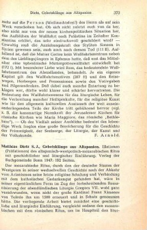 373-374 [Rezension] Dietz, Matthias, Gebetsklänge aus Altspanien