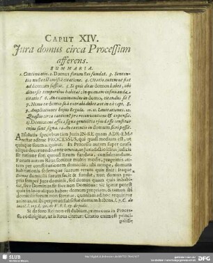 Caput XIV. Iura domus circa Processum afferens