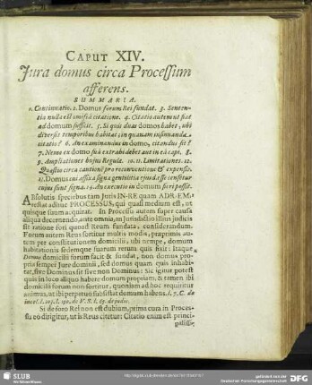 Caput XIV. Iura domus circa Processum afferens