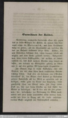 Entwöhnen der Kälber