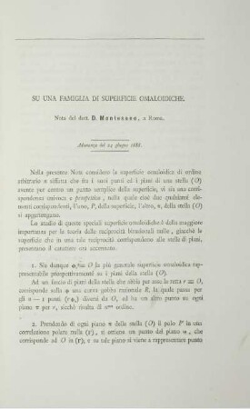 Su una famiglia di superficie omaloidichie.