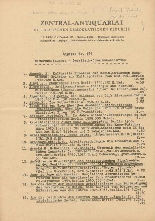 Nr. 454: Neuerscheinungen - Gesellschaftswissenschaften