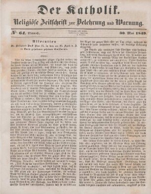 253-256 Allocution Sr. Heiligkeit Papst Pius IX. in dem am 20. April d. J. zu Gaeta gehaltenen geheimen Consistorium : Schluss