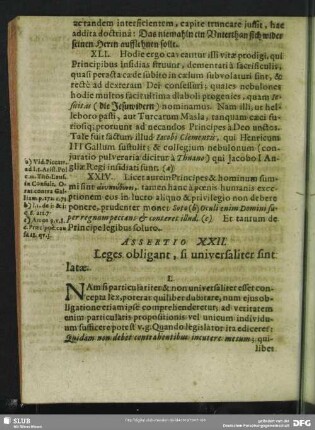 Assertio XXII. [XXIV.] Leges obligant, si universaliter sint latae