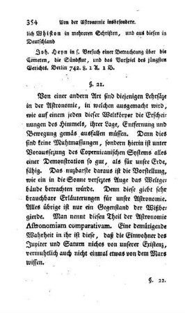 § 21. Von der Astronomia comparativa