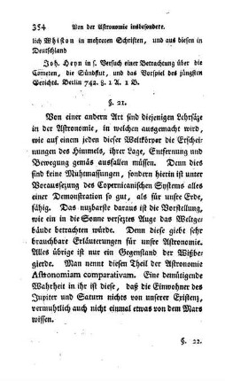 § 21. Von der Astronomia comparativa