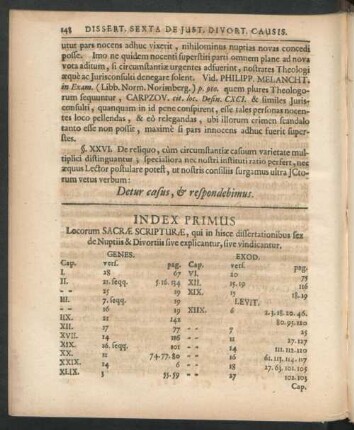 Index Primus Locorum Sacrae Scripture, qui in hisce dissertationibus ...