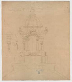 Thiersch, Friedrich von; München; Justizpalast - Kuppellaterne (Teilansicht, Perspektive, Schnitt)