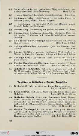 Textilien – Gobelins – Perser Teppiche (Nr. 456-502)