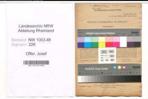 Entnazifizierung Josef Offer , geb. 10.04.1903 (Lehrer)