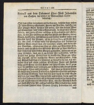 22-32, Extract aus dem Testament Chur-Fuerst Johannsen von Sachsen, ...