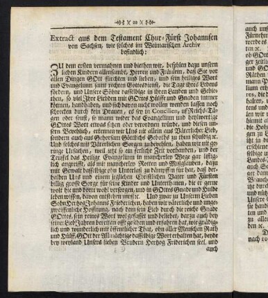 22-32, Extract aus dem Testament Chur-Fuerst Johannsen von Sachsen, ...