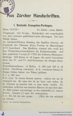 I. Deutsche Evangelien-Perikopen.