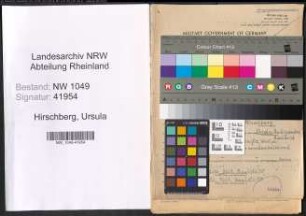 Entnazifizierung Ursula Hirschberg , geb. 10.08.1904 (Lehrerin)