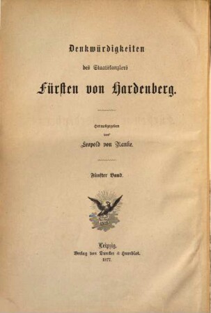 Denkwürdigkeiten des Staatskanzlers Fürsten von Hardenberg, 5. Actenstücke