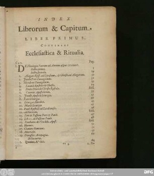 Index Librorum & Capitum.