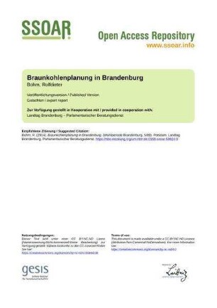 Braunkohlenplanung in Brandenburg