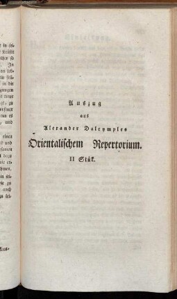 Auszug aus Alexander Dalrymples Orientalischem Repertorium. II Stük.