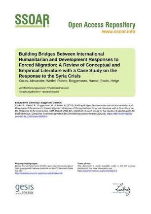 Building Bridges Between International Humanitarian and Development Responses to Forced Migration: A Review of Conceptual and Empirical Literature with a Case Study on the Response to the Syria Crisis