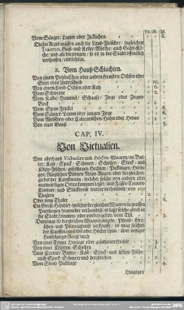 Cap. IV. Von Victualien