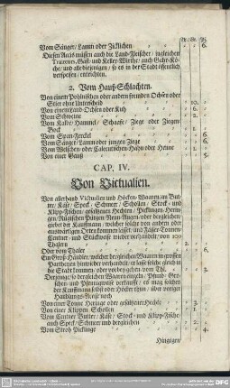 Cap. IV. Von Victualien