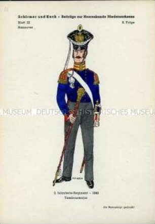 Uniformdarstellung, Tambour-Major des 3. Infanterie-Regiments, Königreich Hannover, 1840.