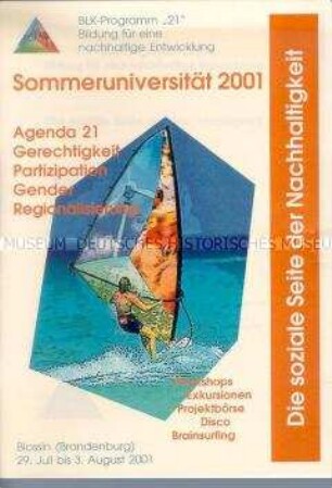 Programmheft zur Sommeruniversität 2001 in Blossin (Brandenburg)
