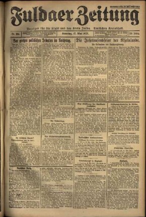 Erste Ausgabe vom Sonntag, den 17. Mai 1925.