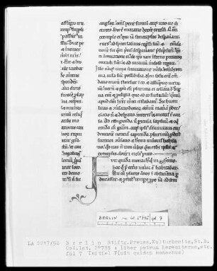 Heiligenviten, Liber apologeticus des Bernhard von Clairvaux, Abecedarius und andere Schriften — Initiale F (uit quidam monachus), Folio 7recto