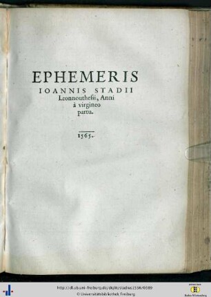 Ephemeris Ioannis Stadii […] 1565