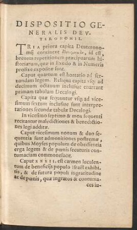 Dispositio Generalis Deuteronomii.