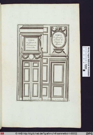 Links: Porte du Cabinet de Monseigneur à Versailles. Rechts: Porte de chambre à l'hôtel de Cavois à Paris