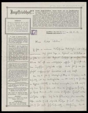 Brief von Hugo Wegener an Wilhelm Schwaner