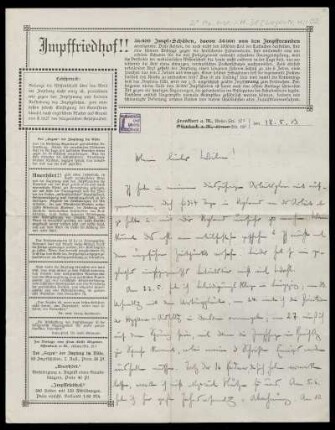 Brief von Hugo Wegener an Wilhelm Schwaner 