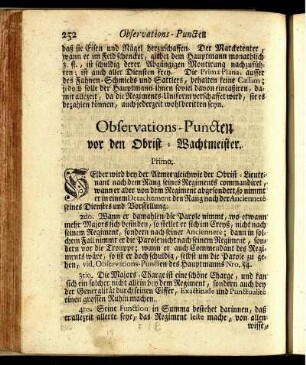 Observations-Puncten vor den Obrist-Wachtmeister.