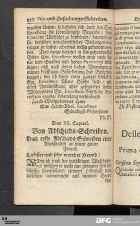 Das XII. Capitel. Von Abschieds-Schreiben