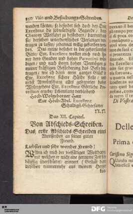 Das XII. Capitel. Von Abschieds-Schreiben