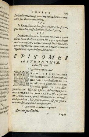 193-329, Epitomes Astronomiae Liber Tertius