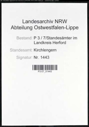 Sterberegister Standesamt Kirchlengern